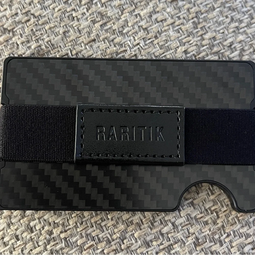 RARITIK Carbon Fiber RFID Blocking Wallet Slim Metal Card Holder Cash Strap
